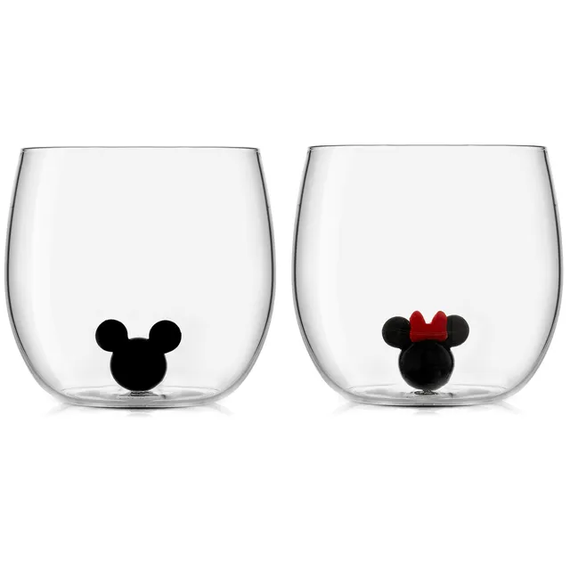 joyjolt-disney-mickey-minnie-3d-icon-short-glass-set-2-glasses-13-3-oz-lead-free image 1