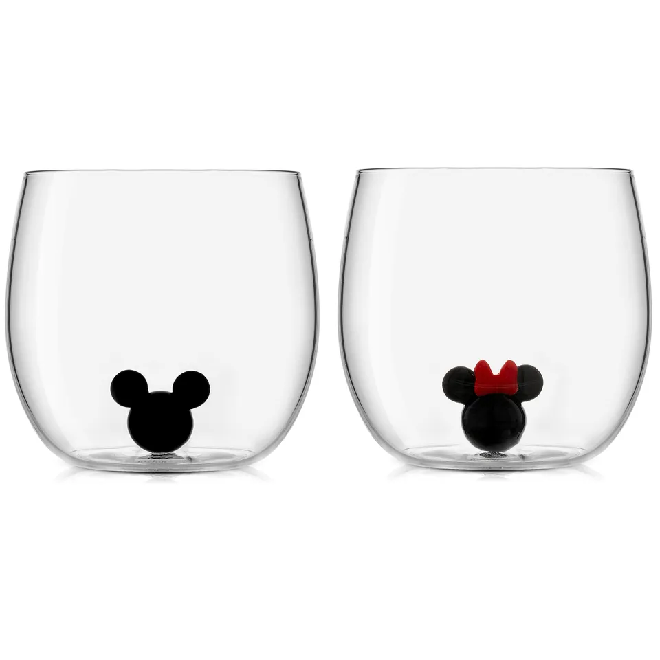 joyjolt-disney-mickey-minnie-3d-icon-short-glass-set-2-glasses-13-3-oz-lead-free image 1