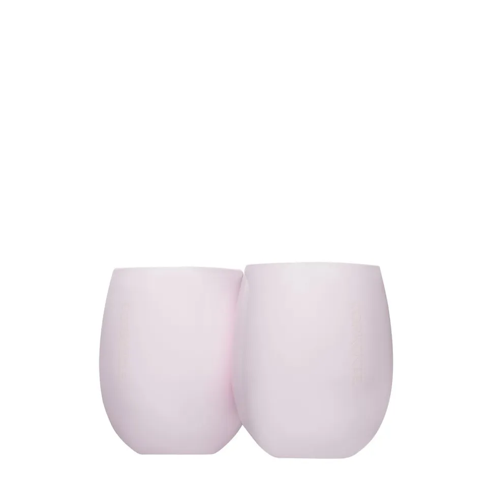 corkcicle-sommelier-stemless-wine-glass-double-pack-gloss-pink-insulated-ceramic image 1