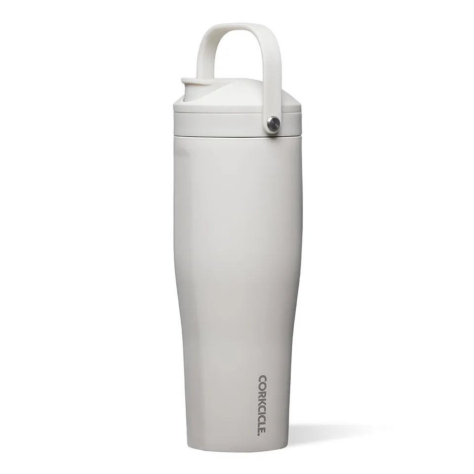 corkcicle-protein-shaker-30oz-built-in-agitator-fruit-strainer-lid-oat-milk image 1