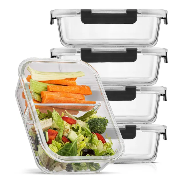 joyjolt-2-sectional-glass-food-storage-containers-30-5oz-airtight-lids-leakproof image 1