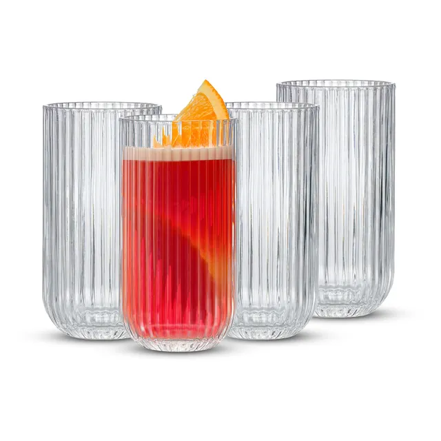 joyjolt-lotus-ribbed-highball-glasses-set-of-4-16oz-lead-free image 1