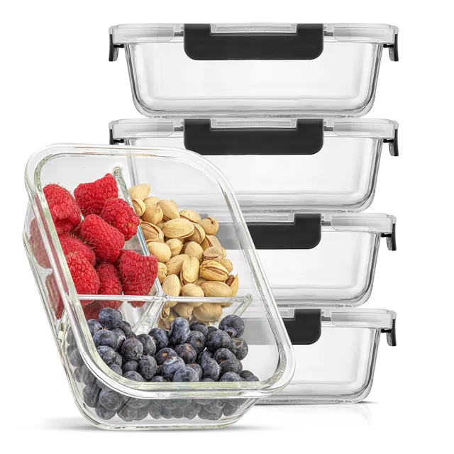joyjolt-3-compartment-glass-meal-prep-containers-with-airtight-lids-5-pack-or-10 image 1