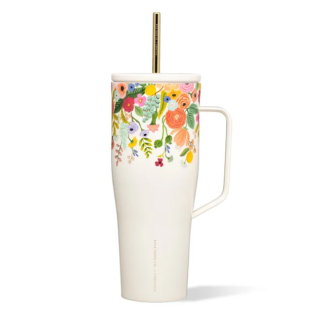 corkcicle-x-rifle-paper-co-cold-cup-xl-30-oz-garden-cream-floral-insulated-tumbl image 1