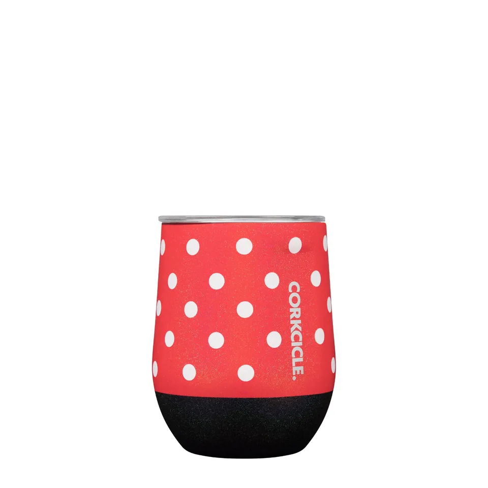 corkcicle-stemless-insulated-wine-glass-tumbler-12oz-minnie-mouse-polka-dot image 1