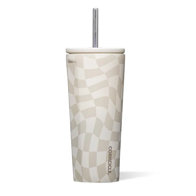 corkcicle-cold-cup-triple-insulated-tumbler-with-straw-24-oz-wavy-checkerboard image 1