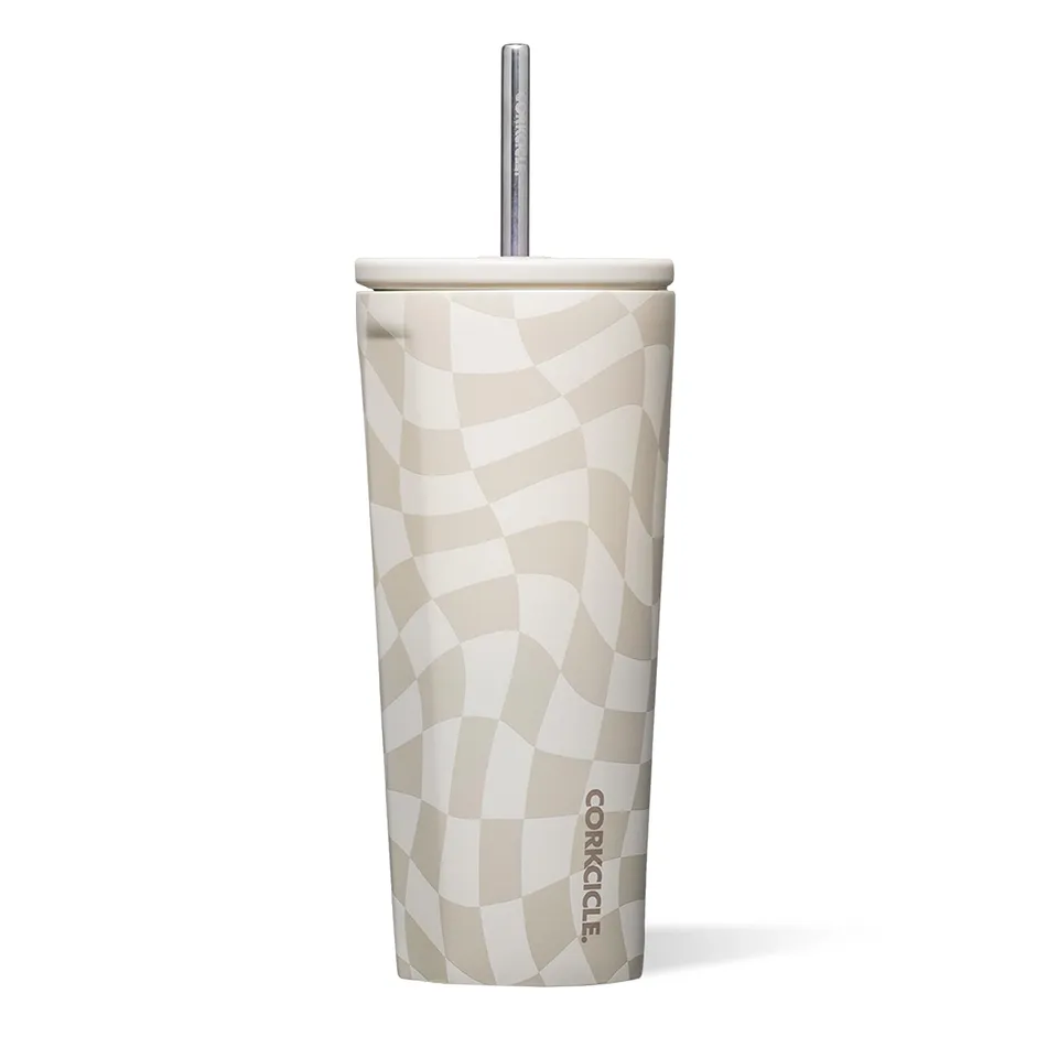 corkcicle-cold-cup-triple-insulated-tumbler-with-straw-24-oz-wavy-checkerboard image 1