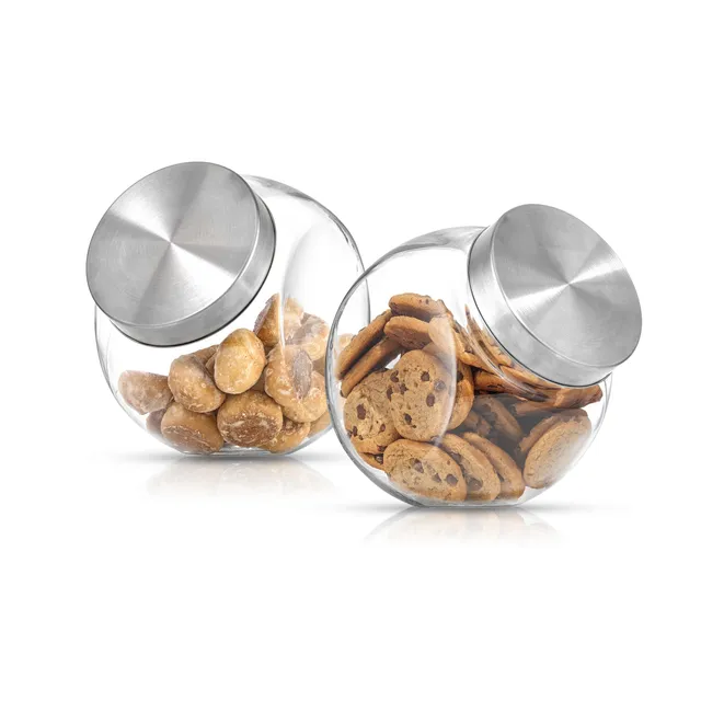 joyjolt-round-glass-cookie-jar-with-airtight-lids-67-oz-set-of-2 image 1