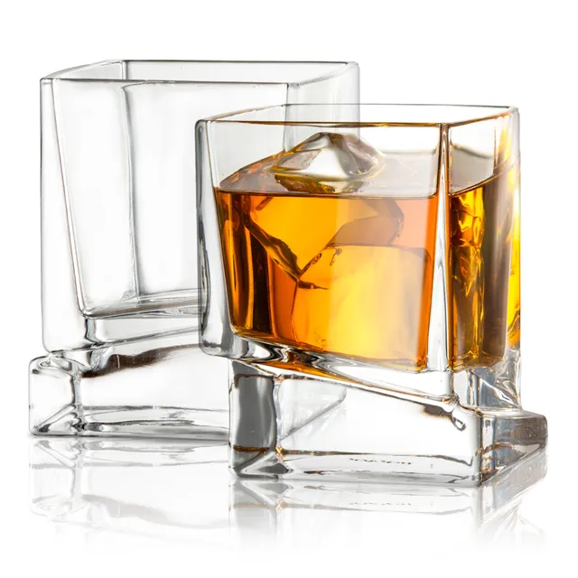 joyjolt-carre-square-whiskey-glasses-set-of-2-10-oz image 1