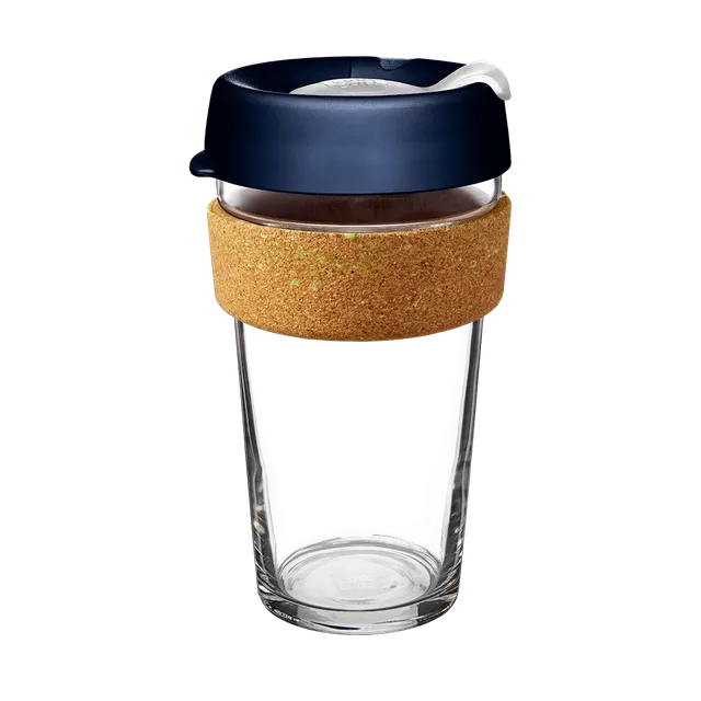 keepcup-brew-cork-ace-16oz-tempered-glass-reusable-coffee-cup-with-recycled-tenn image 1