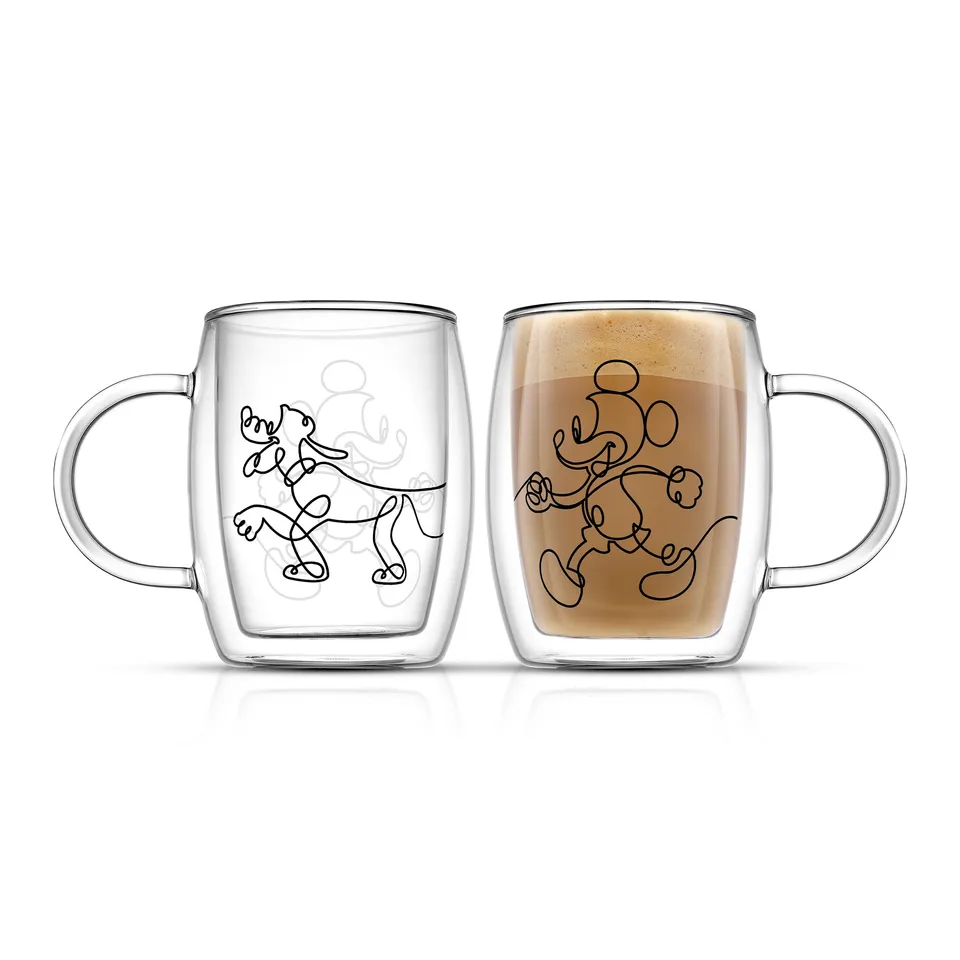 joyjolt-disney-mickey-and-pluto-aroma-glass-mugs-13-5-oz-double-wall image 1