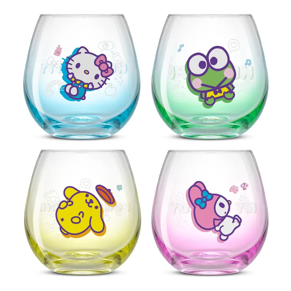 joyjolt-hello-kitty-friends-above-the-clouds-stemless-drinking-glasses-set-of-4 image 1