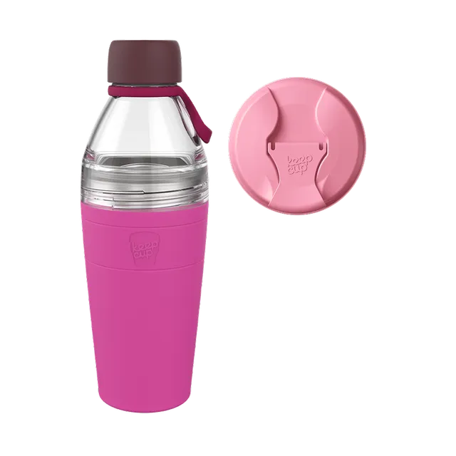 keepcup-commuter-bundle-22oz-peony-insulated-bottle-with-clear-lid-and-commuter- image 1