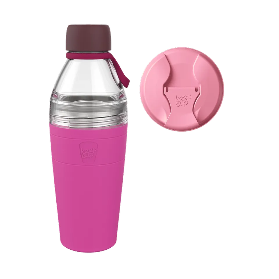 keepcup-commuter-bundle-22oz-peony-insulated-bottle-with-clear-lid-and-commuter- image 1