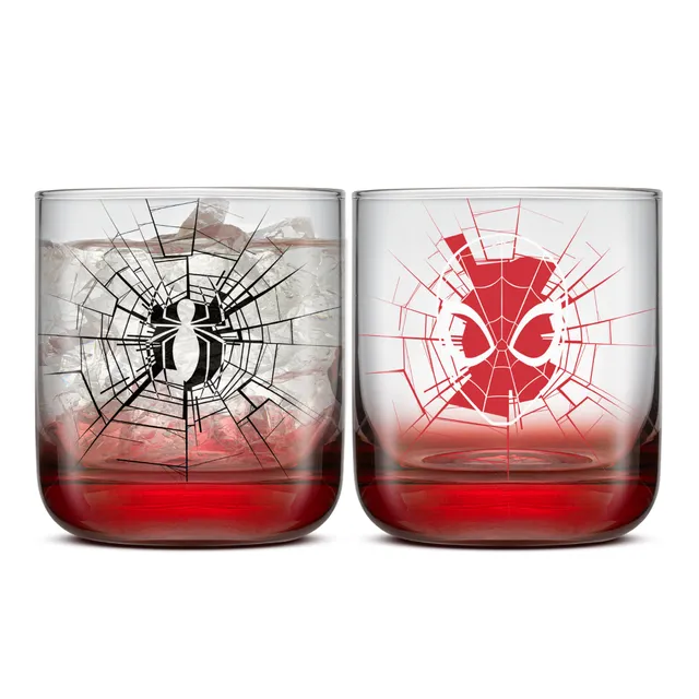joyjolt-marvel-spider-man-webbed-hero-short-drinking-glasses-set-of-4-10-oz image 1