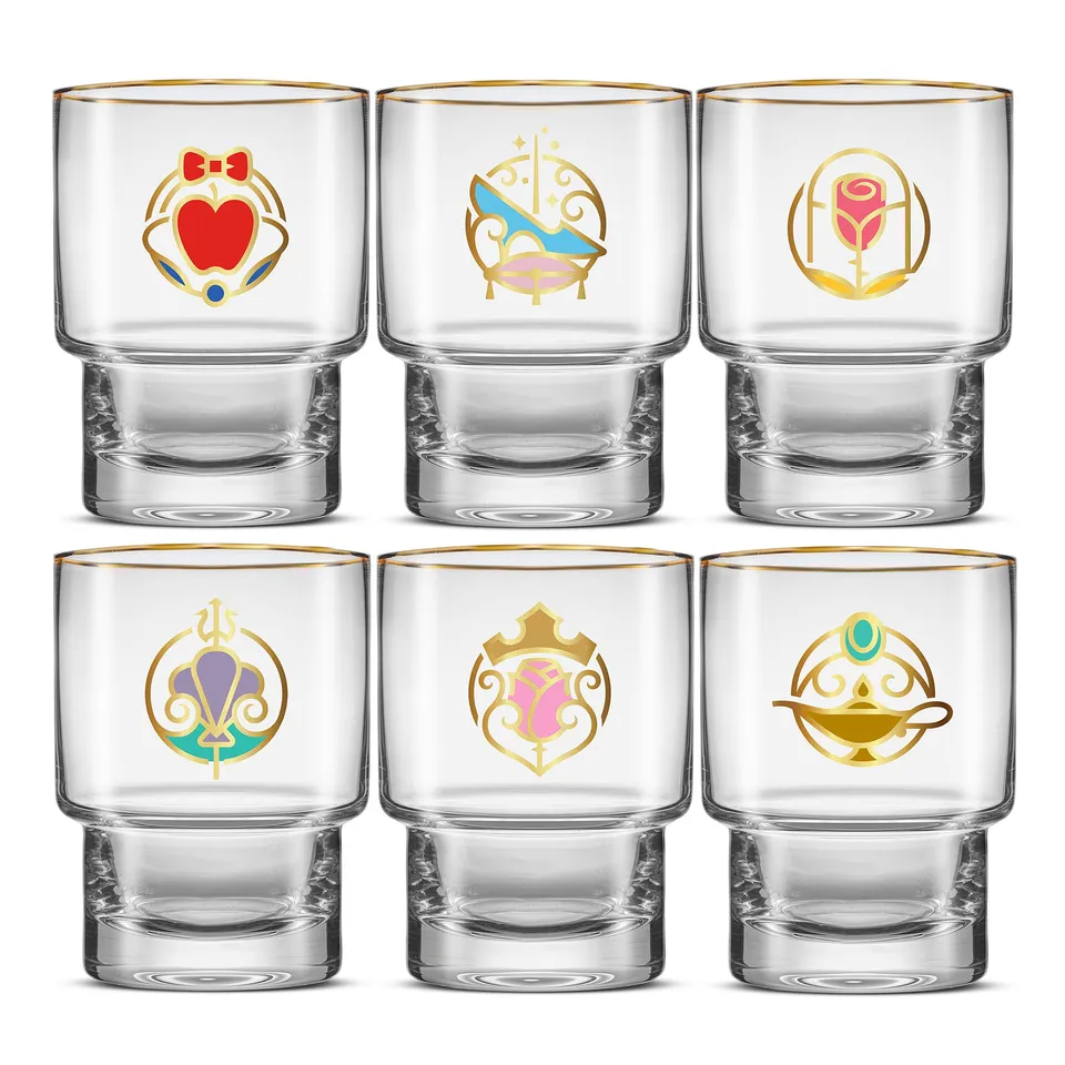 joyjolt-disney-princess-iconic-short-drinking-glasses-set-of-6 image 1