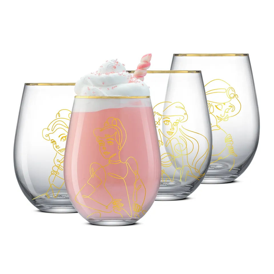 joyjolt-disney-princess-sketch-stemless-drinking-glasses-set-of-4 image 1