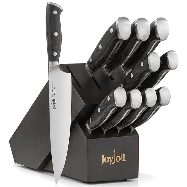joyjolt-11-piece-high-carbon-knife-block-set-10-knives-block-pakkawood-handles-d image 1