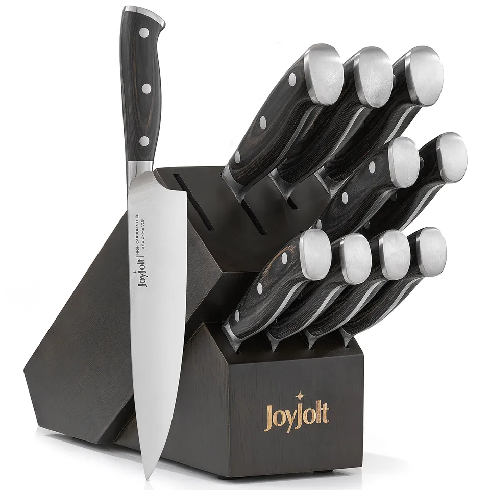 joyjolt-11-piece-high-carbon-knife-block-set-10-knives-block-pakkawood-handles-d image 1