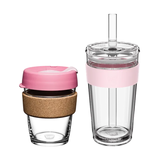 keepcup-booked-busy-bundle-pink-pashmak-brew-glass-cup-longplay-cold-cup image 1