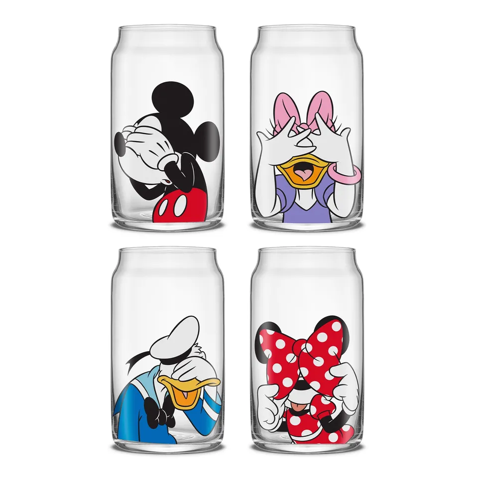 joyjolt-disney-mickey-mouse-friends-peek-a-boo-tumbler-glasses-set-of-4 image 1