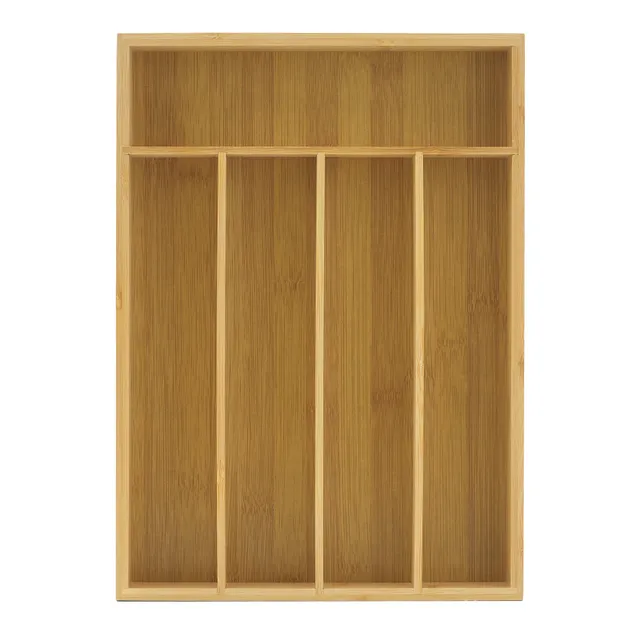 joyjolt-5-compartment-bamboo-drawer-organizer-versatile-storage-for-kitchen-craf image 1