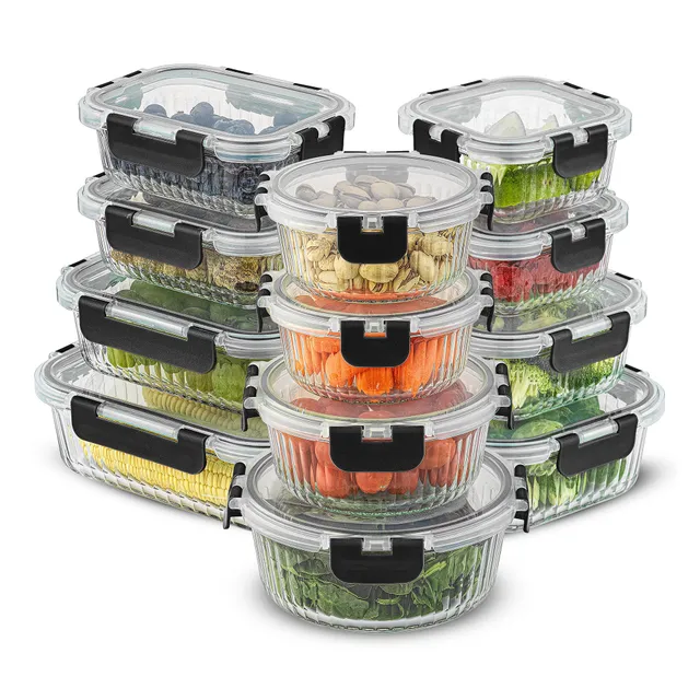 joyjolt-12-piece-fluted-glass-food-storage-containers-with-leakproof-lids image 1