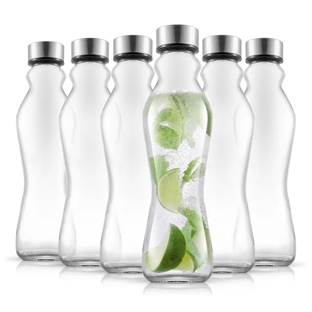 joyjolt-spring-glass-water-bottles-with-stainless-steel-cap-set-of-6-20-oz image 1