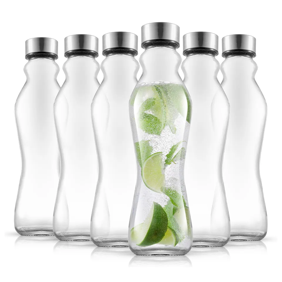 joyjolt-spring-glass-water-bottles-with-stainless-steel-cap-set-of-6-20-oz image 1