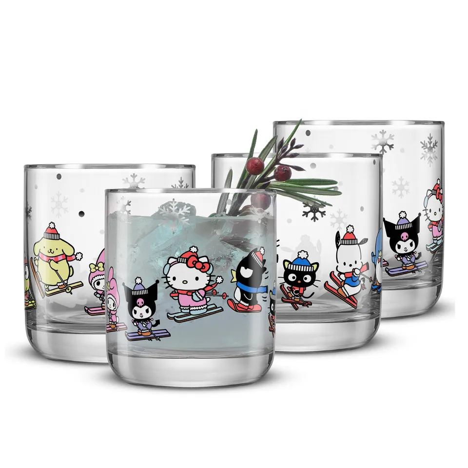 joyjolt-hello-kitty-and-friends-winter-wonderland-short-glasses-set-of-4-10-oz-s image 1