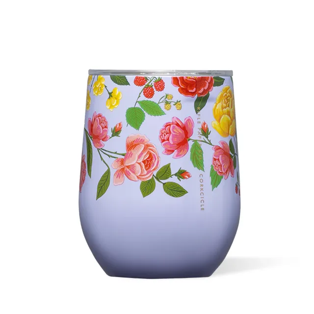 corkcicle-stemless-insulated-wine-glass-tumbler-12-oz-roses-purple-stainless-ste image 1