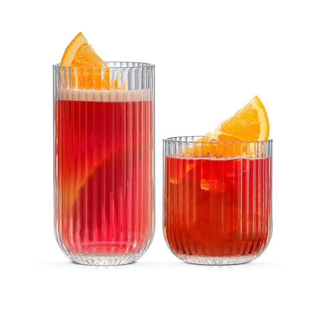 joyjolt-lotus-ribbed-drinking-glasses-set-of-8-4-tall-4-short-lead-free-dishwash image 1
