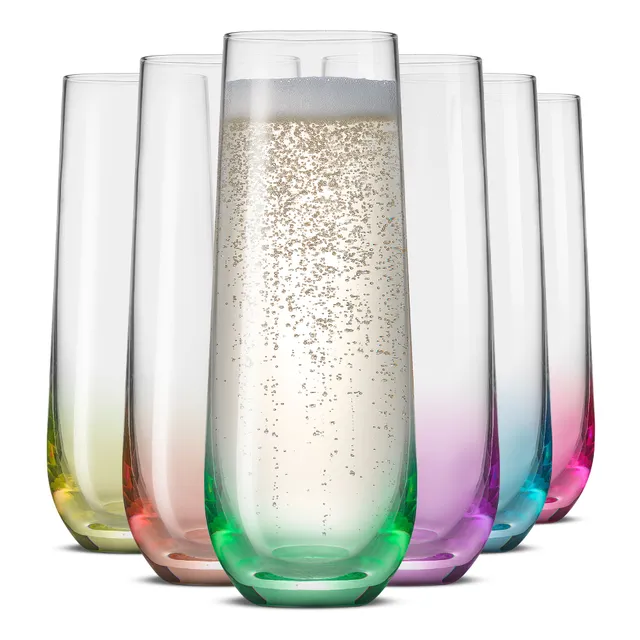 joyjolt-hue-colored-stemless-champagne-flutes-9-5-oz-set-of-6 image 1