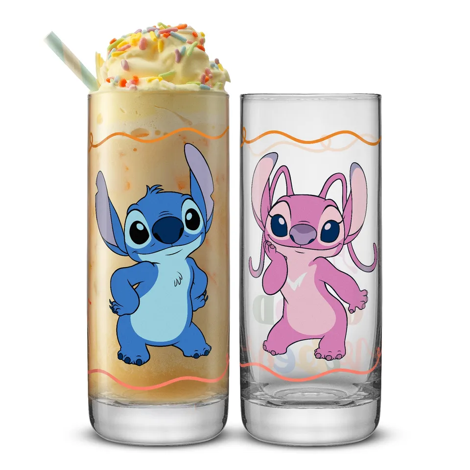 joyjolt-disney-stitch-good-times-tall-drinking-glasses-set-of-2-13oz image 1