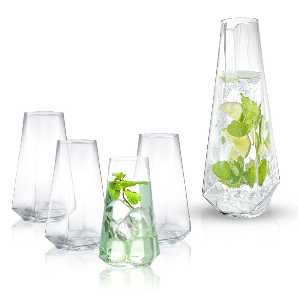 joyjolt-infinit-lux-crystal-highball-glasses-pitcher-set-43-oz-pitcher-4-x-18-oz image 1