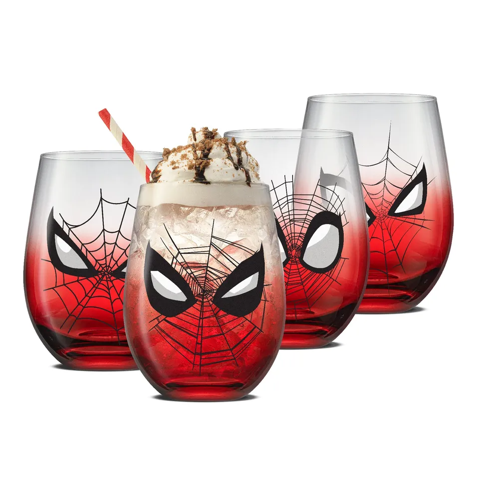 joyjolt-marvel-spider-man-spidey-sense-stemless-drinking-glasses-set-of-4-19-oz image 1