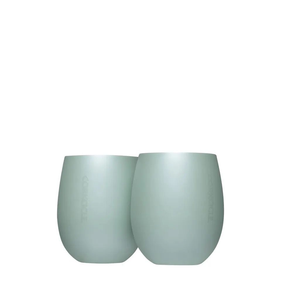 corkcicle-sommelier-stemless-wine-glasses-double-pack-ceramic-thyme image 1