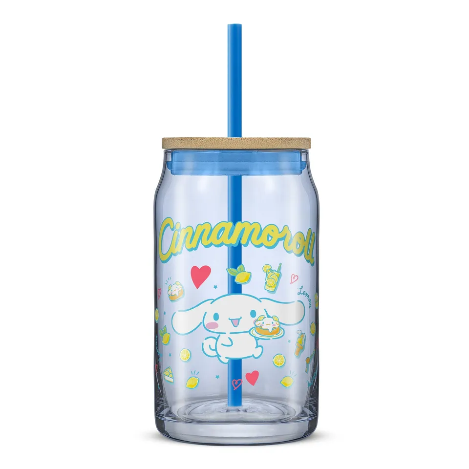 joyjolt-hello-kitty-and-friends-favorite-flavor-cinnamoroll-glass-tumbler-with-b image 1