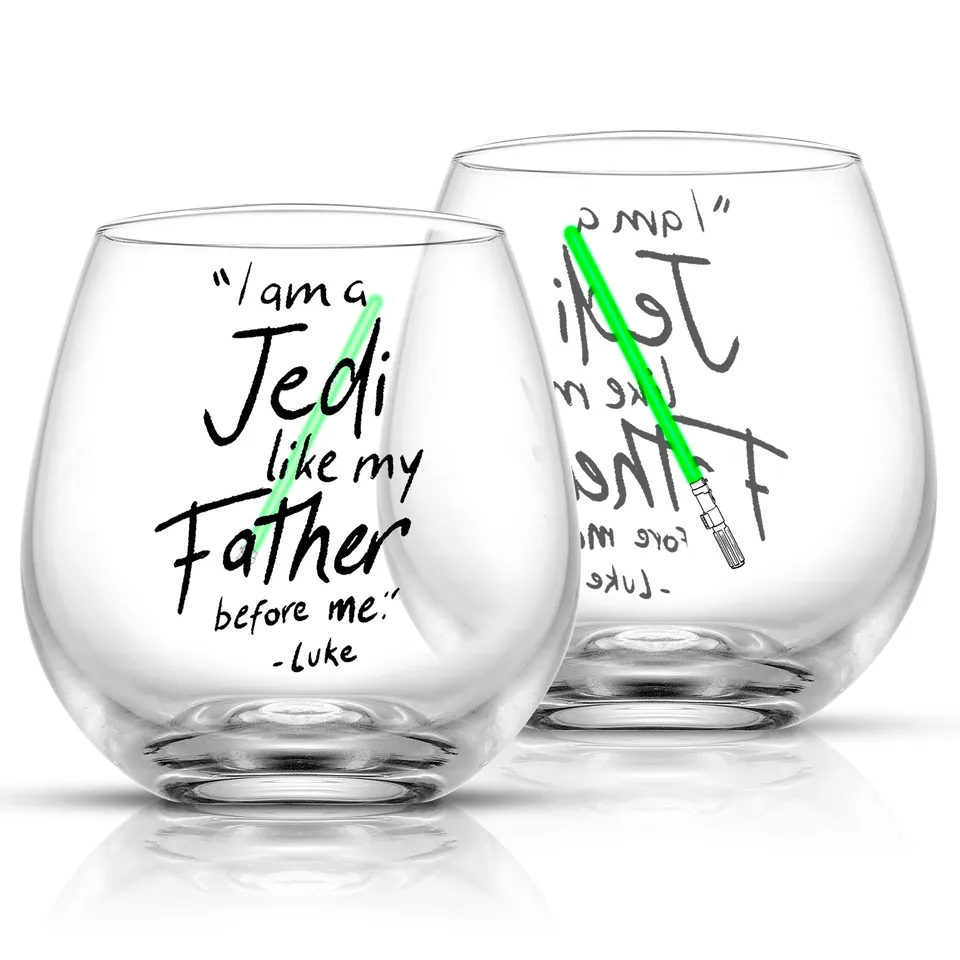 joyjolt-star-wars-luke-skywalker-lightsaber-stemless-drinking-glass-set-set-of-4 image 1