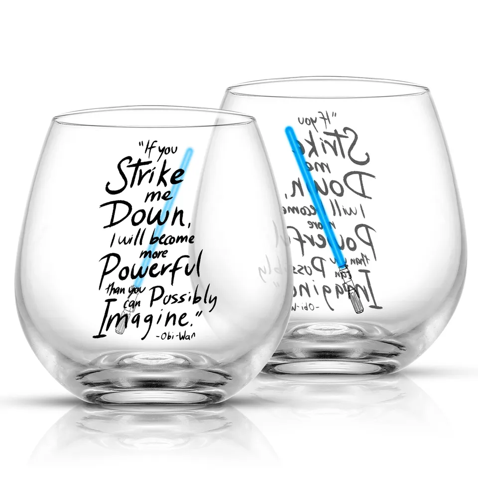 joyjolt-star-wars-obi-wan-kenobi-lightsaber-stemless-drinking-glass-set-set-of-2 image 1