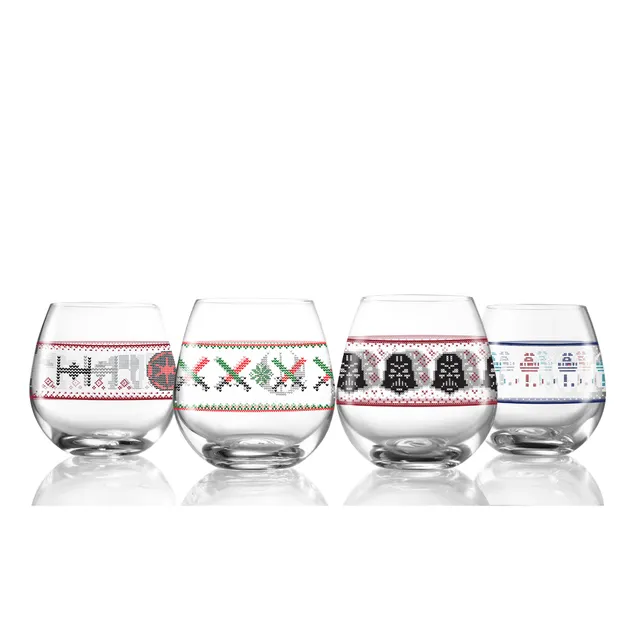 joyjolt-star-wars-ugly-sweater-stemless-drinking-glasses-set-of-4-festive-design image 1