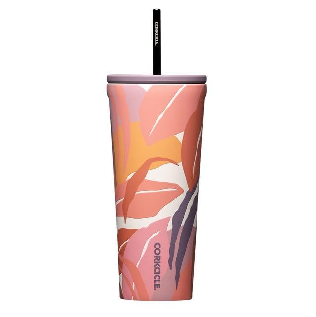 corkcicle-cold-cup-insulated-tumbler-with-straw-24-oz-tropical-hideaway image 1
