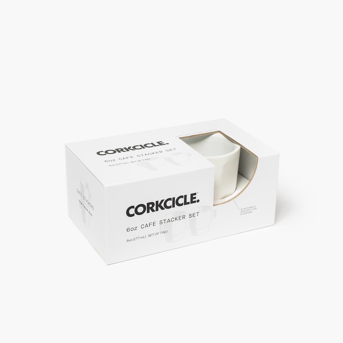 corkcicle-cafe-stacker-stackable-coffee-cups-6-oz-double-pack-gloss-oat-milk image 2