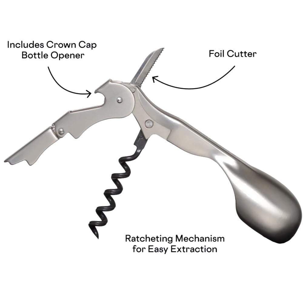 corkcicle-wine-key-stainless-steel-corkscrew-with-foil-cutter-and-crown-cap-open image 3