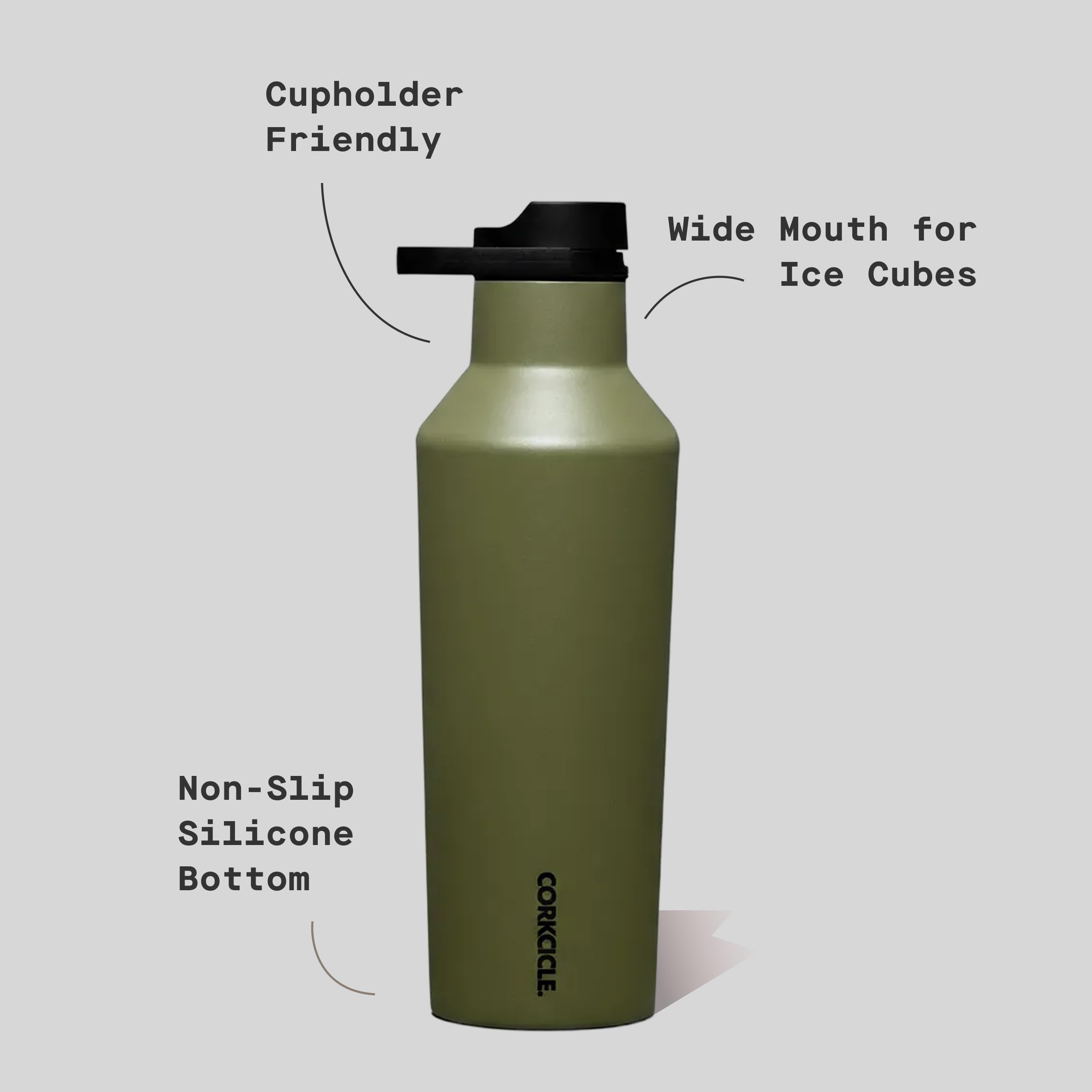 corkcicle-sport-canteen-20-oz-olive-triple-insulated-stainless-steel-water-bottl image 4