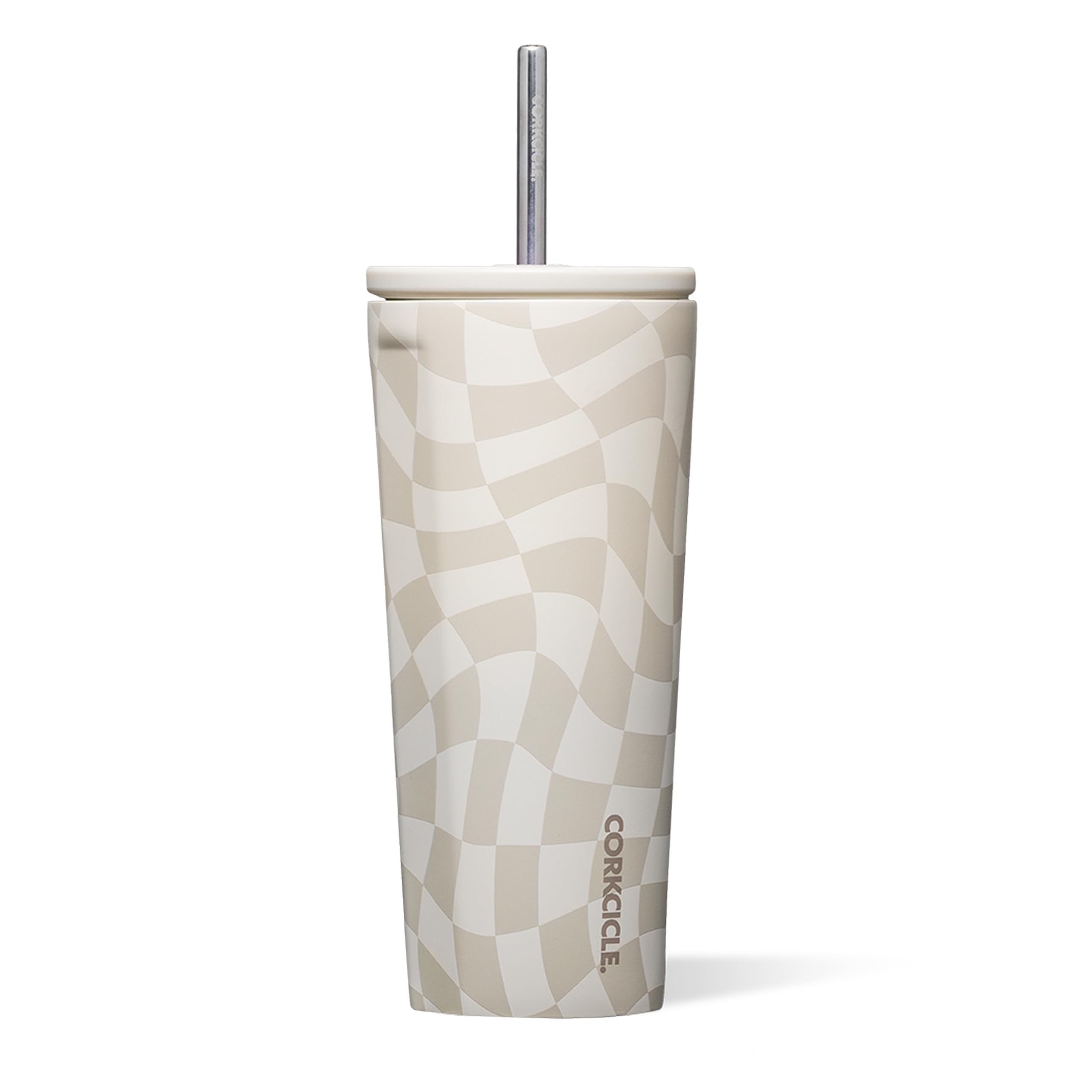 corkcicle-cold-cup-triple-insulated-tumbler-with-straw-24-oz-wavy-checkerboard image 1
