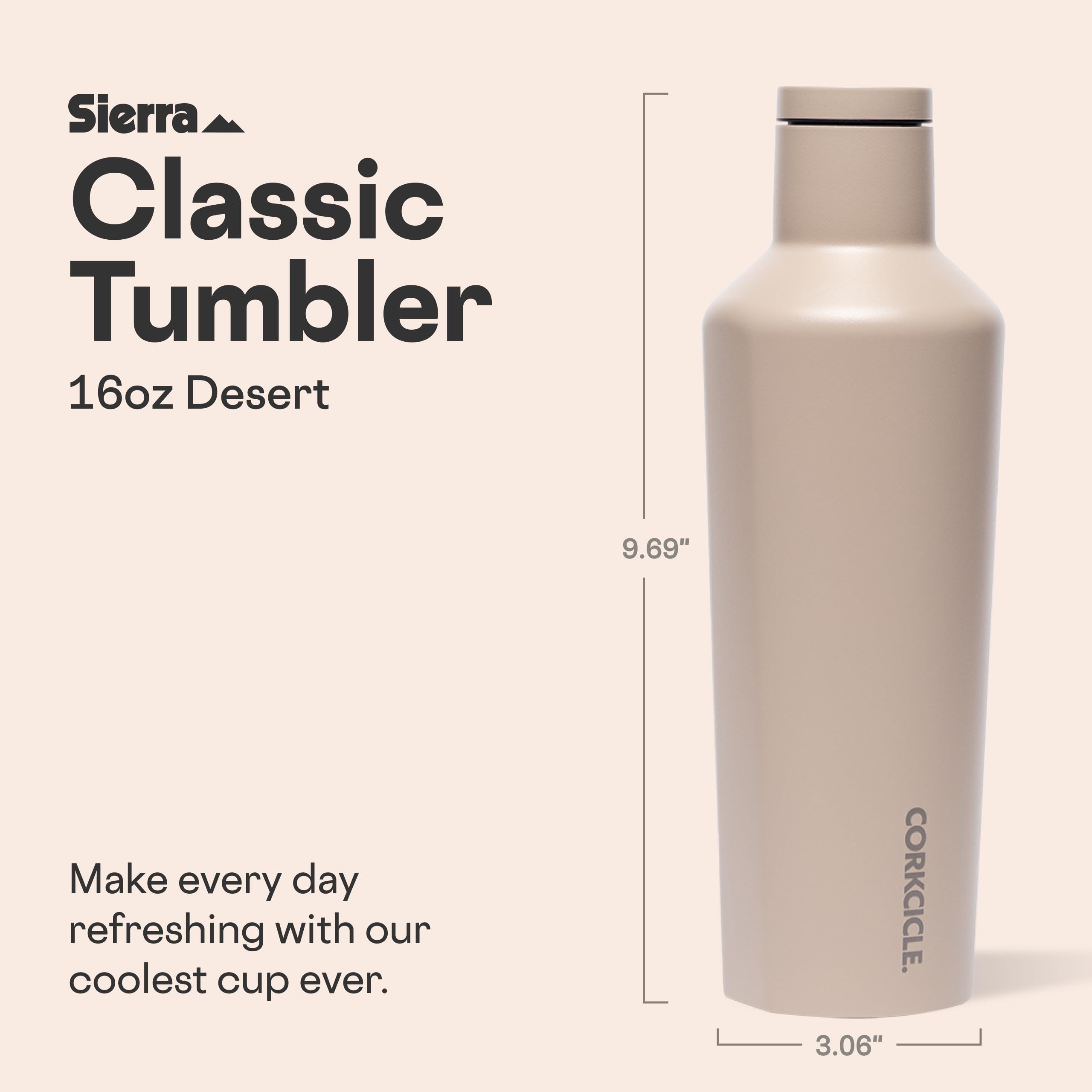 corkcicle-classic-canteen-16-oz-triple-insulated-stainless-steel-bottle-desert image 2