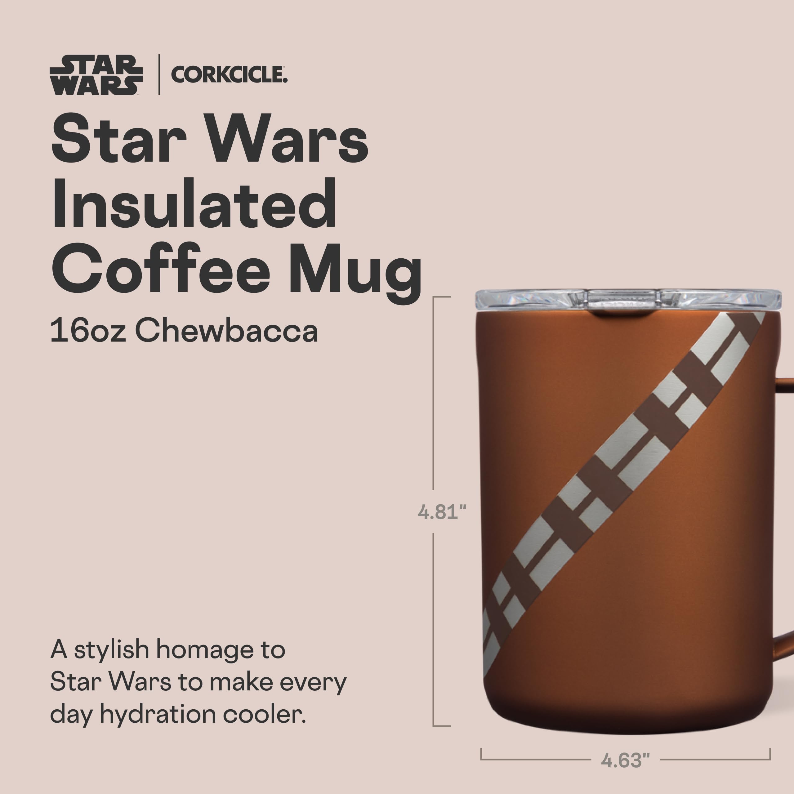 corkcicle-classic-coffee-mug-16-oz-chewbacca-triple-insulated-stainless-steel-tr image 2