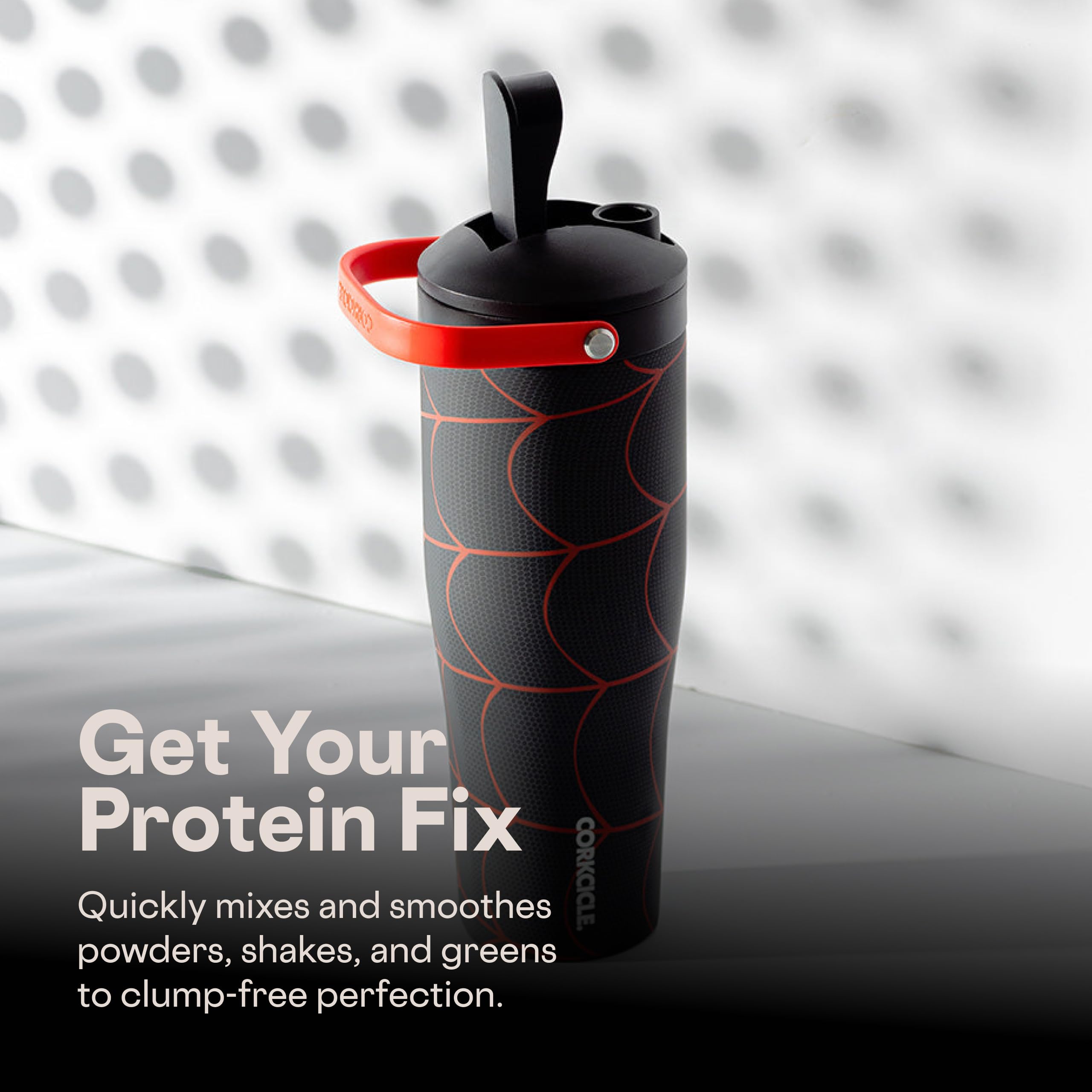 corkcicle-protein-shaker-30-oz-miles-morales-built-in-agitator-fruit-strainer-li image 6