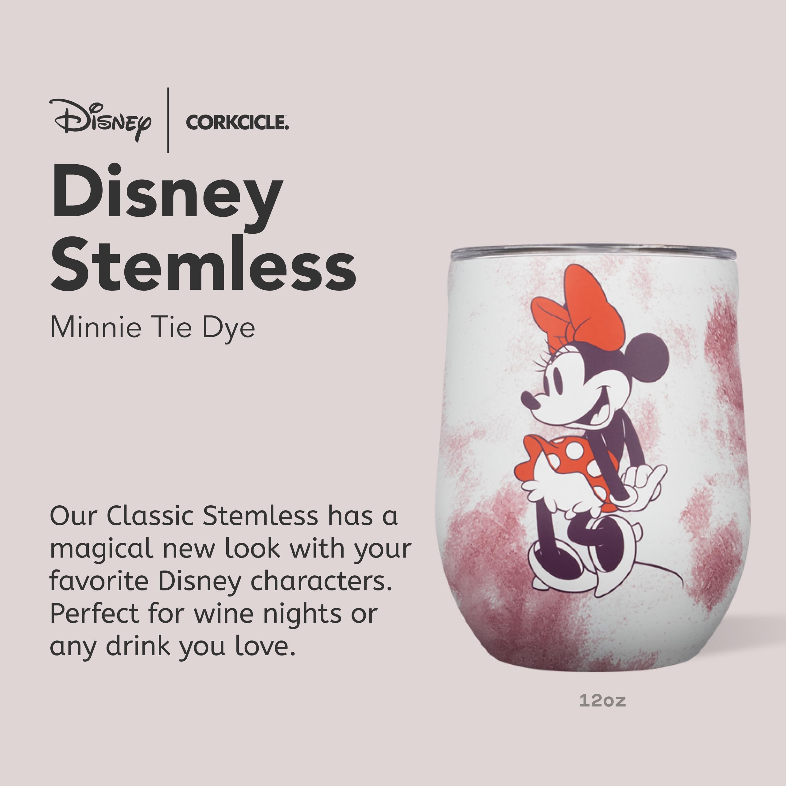 corkcicle-stemless-insulated-wine-glass-tumbler-12-oz-minnie-mouse-tie-dye image 2